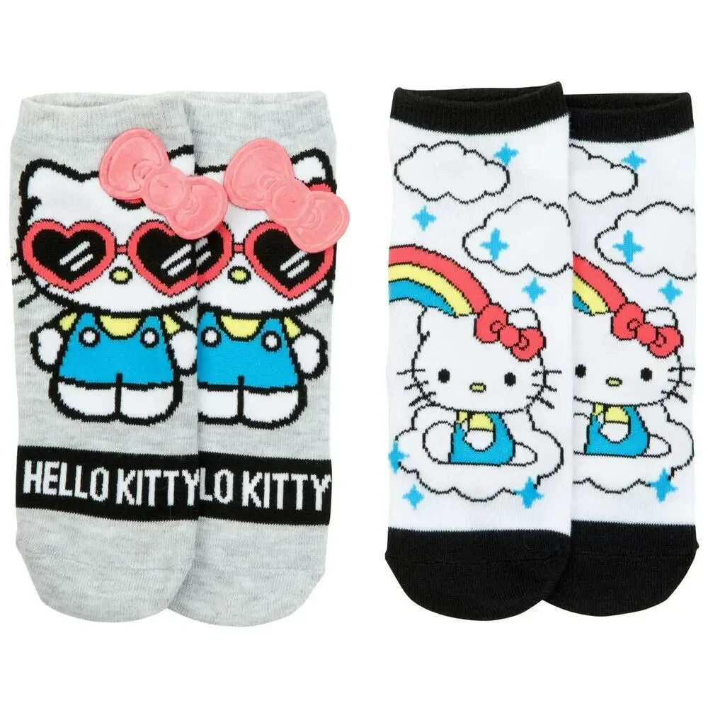 Hello Kitty Rainbows and Shades Women's No Show Socks 2-Pack Sock Size 9-11 New